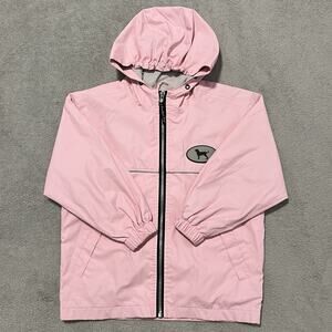 The Black Dog Jacket Girls S Pink Logo Full Zip Pocket Lined Wind Rain Shell